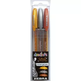   Zseléstoll készlet, 0,33 mm, kupakos, ZEBRA "Doodler'z Glitter", 3 különböző szín