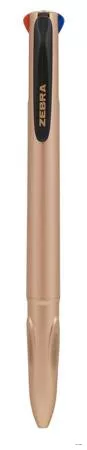 Golyóstoll, 0,37 mm, nyomógombos, négyszínű, ZEBRA "Smooth", rose gold