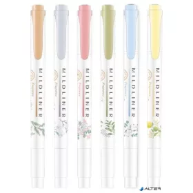   Szövegkiemelő készlet, 1,4/4 mm, kétvégű, ZEBRA "Mildliner Scented Fragrance", 6 különböző szín