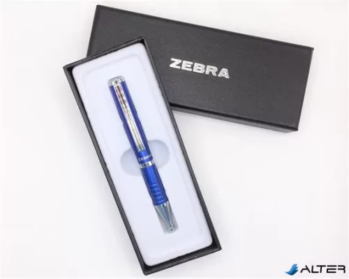 Golyóstoll, 0,24 mm, teleszkópos, metálkék tolltest, ZEBRA "SL-F1", kék