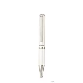   Golyóstoll, 0,24 mm, teleszkópos, metálfehér tolltest, ZEBRA "SL-F1", kék