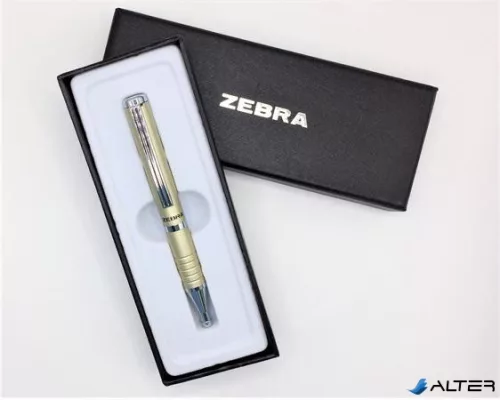 Golyóstoll, 0,24 mm, teleszkópos, pezsgő színű tolltest, ZEBRA "SL-F1", kék