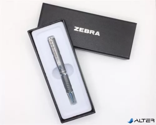 Golyóstoll, 0,24 mm, teleszkópos, metálszürke tolltest, ZEBRA "SL-F1", kék