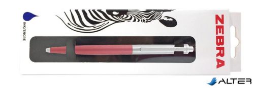 Golyóstoll, 0,24 mm, nyomógombos, ezüst színű klip, pink tolltest, ZEBRA '901', kék