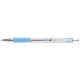Golyóstoll, 0,24 mm, nyomógombos, rozsdamentes acél, pasztellkék tolltest, ZEBRA 'F-301', kék