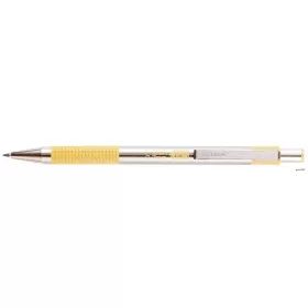   Golyóstoll, 0,24 mm, nyomógombos, rozsdamentes acél, pasztellsárga tolltest, ZEBRA "F-301", kék