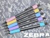 Golyóstoll, 0,24 mm, nyomógombos, rozsdamentes acél, pasztell rózsaszín tolltest, ZEBRA 'F-301', kék