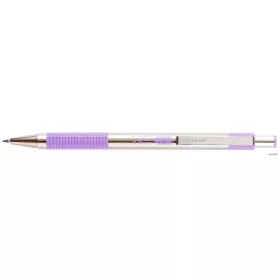   Golyóstoll, 0,24 mm, nyomógombos, rozsdamentes acél, pasztell-lila tolltest, ZEBRA "F-301", kék