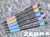 Golyóstoll, 0,24 mm, nyomógombos, rozsdamentes acél, pasztell-lila tolltest, ZEBRA "F-301", kék