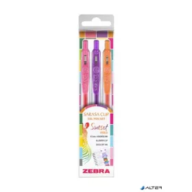   Zseléstoll készlet, 0,25 mm, nyomógombos, ZEBRA "Sarasa Clip Sunset", 3 különböző szín
