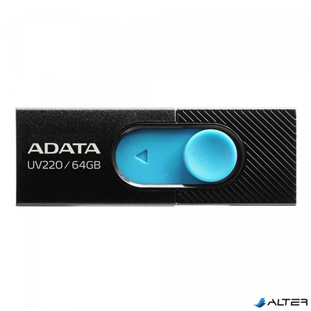 Pendrive, 64GB, USB 2.0, ADATA "UV220", fekete
