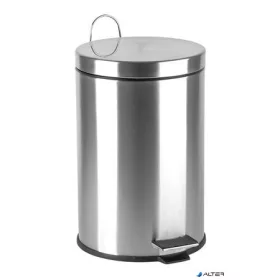   Pedálos szemetes, rozsdamentes acél, kivehető műanyag vödörrel, 12 liter