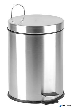 Pedálos szemetes, rozsdamentes acél, kivehető műanyag vödörrel, 5 liter