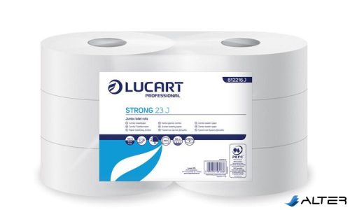 Toalettpapír, 2 rétegű, 185 m, 23 cm átmérő, LUCART, 'Strong', hófehér
