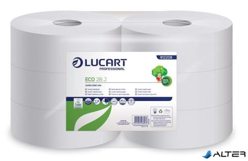 Toalettpapír, 2 rétegű, nagytekercses, 28 cm átmérő, LUCART, 'Eco 28 J', fehér