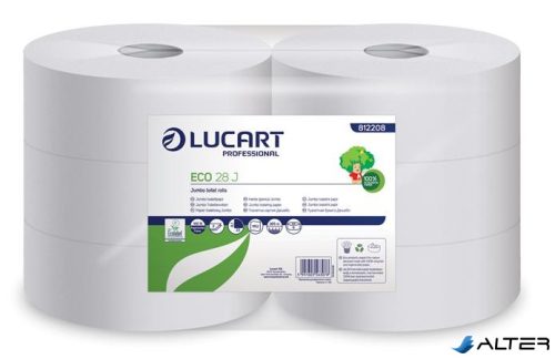 Toalettpapír, 2 rétegű, nagytekercses, 28 cm átmérő, LUCART, "Eco 28 J", fehér