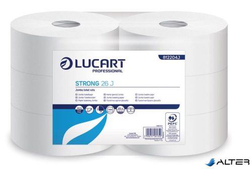 Toalettpapír, 2 rétegű, nagytekercses, 26 cm átmérő, LUCART, 'Strong', hófehér