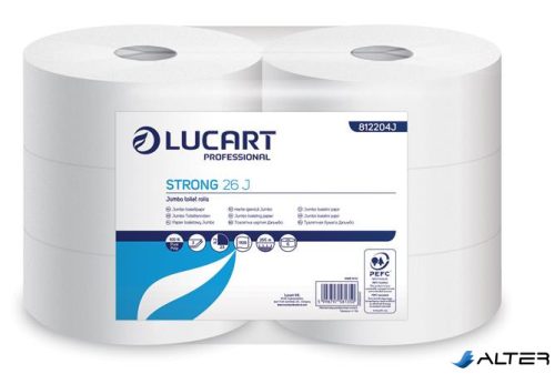 Toalettpapír, 2 rétegű, nagytekercses, 26 cm átmérő, LUCART, "Strong", hófehér