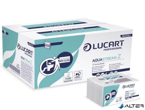 Kéztörlő, Z hajtogatott, 2 rétegű, 242 lap, LUCART "Aquastream", fehér