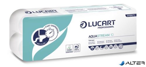 Toalettpapír, 2 rétegű, 10 tekercs, kistekercses, 22 m, LUCART "Aquastream 10"