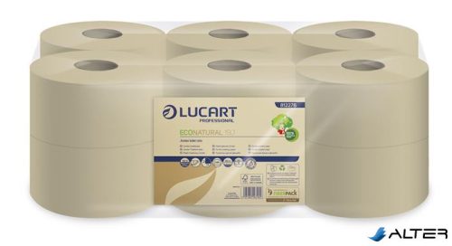 Toalettpapír, 2 rétegű, nagytekercses, 160 m, 19 cm átmérő, LUCART 'EcoNatural 19 J', havanna barna