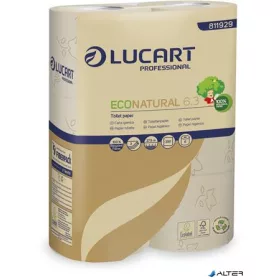   Toalettpapír, 3 rétegű, 6 tekercs, kistekercses, 27,5 m, LUCART "EcoNatural 6.3" barna