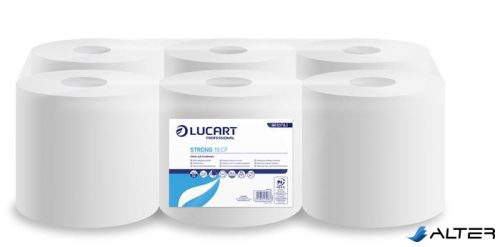 Törlőkendő, tekercses, belső adagolású, 2 rétegű, LUCART "Strong 19 CF", hófehér