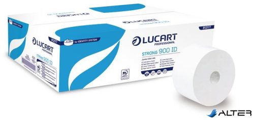 Toalettpapír, 2 rétegű, nagytekercses, 19 cm átmérő, Identity Autocut adagolóhoz, LUCART "Strong 900 ID", hófehér