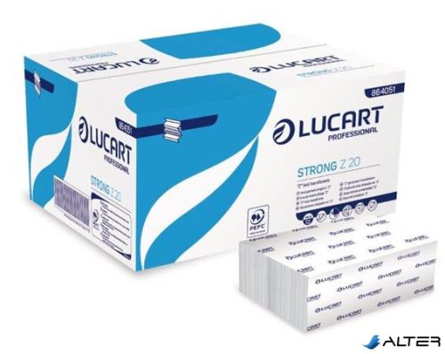 Kéztörlő,  Z hajtogatott, 2 rétegű, 200 lap, Slim adagolóhoz, LUCART "Strong", fehér