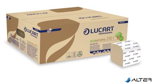 Toalettpapír, hajtogatott, 2 rétegű, 210 lap/csomag, LUCART "EcoNatural", havanna barna