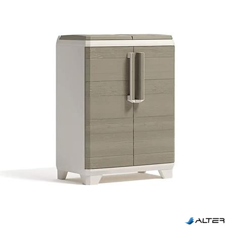 Szelektív hulladékgyűjtő szekrény, műanyag, KETER "Split Premium Wood", világos/bézs