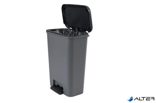 Pedálos szemetes, téglalap alakú, 50 l, CURVER "Compatta", sötétszürke