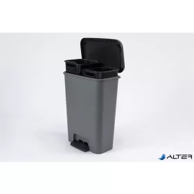   Pedálos szemetes, téglalap alakú, 2x23 l, CURVER "Compatta Duo", sötétszürke