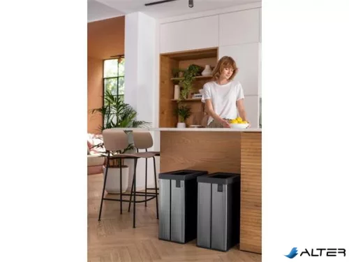 Szelektív hulladékgyűjtő, fedél nélküli, 54 liter, CURVER "Verto Recycle", szürke/fekete