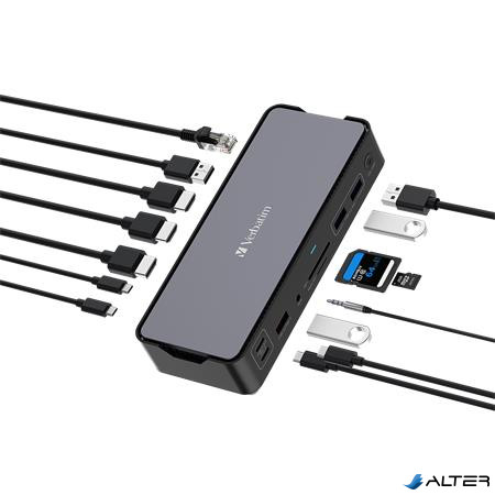 Dokkoló, 15 port, USB-C host, VERBATIM 'USB-C Pro CDS-15'
