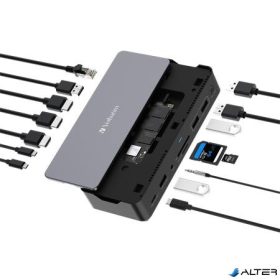   Dokkoló, 15 port, USB-C host, 256GB SSD meghajtóval, VERBATIM 'USB-C Pro CDS-15SSD'
