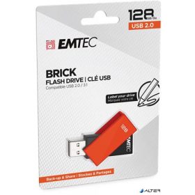   Pendrive, 128GB, USB 2.0, EMTEC 'C350 Brick', narancssárga