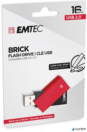 Pendrive, 16GB, USB 2.0, EMTEC "C350 Brick", piros