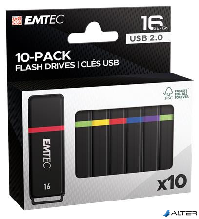 Pendrive, 16GB, 10 db, USB 2.0, EMTEC "K100 Mini Box"