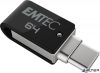 Pendrive, 64GB, USB 3.2, USB-A bemenet/USB-C kimenet, EMTEC 'T260C Dual'