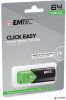 Pendrive, 64GB, USB 3.2, EMTEC 'B110 Click Easy', fekete-zöld