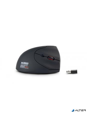 Egér, vezeték nélküli, vertikális, USB, URBAN FACTORY "Ergo Next", fekete