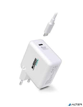Hálózati töltő, 1xUSB-C (65W), USB-C–USB-C kábel, URBAN FACTORY
