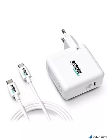Hálózati töltő, 1xUSB-C (65W), USB-C–USB-C kábel, URBAN FACTORY
