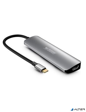 USB elosztó-HUB, USB-C/USB 3.0/HDMI/SD/mSD, URBAN FACTORY