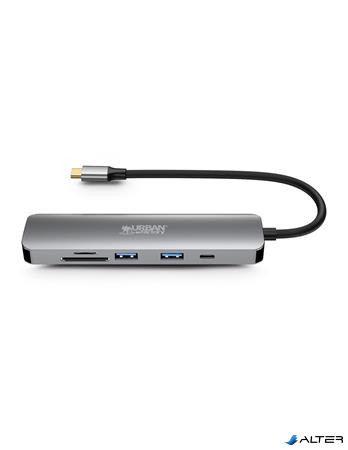 USB elosztó-HUB, USB-C/USB 3.0/HDMI/SD/mSD, URBAN FACTORY