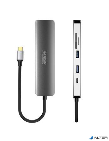 USB elosztó-HUB, USB-C/USB 3.0/HDMI/SD/mSD, URBAN FACTORY