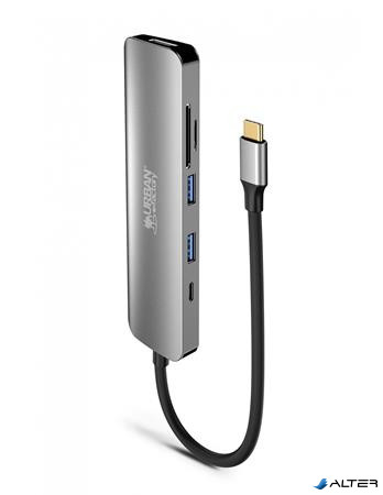 USB elosztó-HUB, USB-C/USB 3.0/HDMI/SD/mSD, URBAN FACTORY