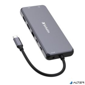   USB elosztó-HUB, USB-C PD/2xHDMI/VGA/LAN/3xUSB/USB-C/2xUSB 2.0/SD/mSD/3,5jack VERBATIM