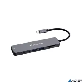   USB elosztó-HUB, 2xUSB-C /2xUSB-A, HDMI,SD, MicroSD, VERBATIM